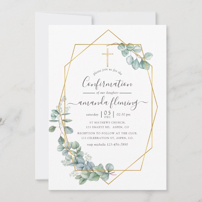 Invitation Confirmation de l'eucalyptus géométrique aquarelle (Devant)