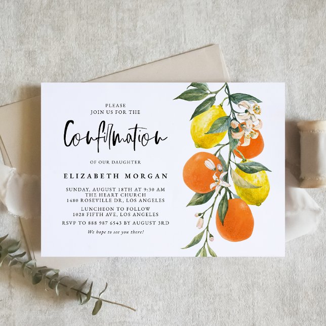 Invitation Confirmation de l'orange botanique et du citron (Créateur téléchargé)