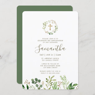 Invitation Confirmation De Sa Croix D'Aquarelle De Foliage Go