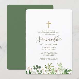 Invitation Confirmation De Sa Croix De Foliage D'Aquarelle