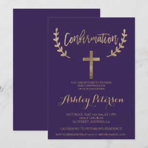 Invitation Confirmation de typographie élégante violet or