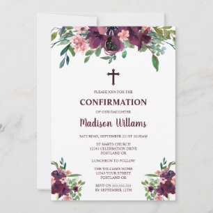 Invitation Confirmation des filles d'aquarelle florale de Bou