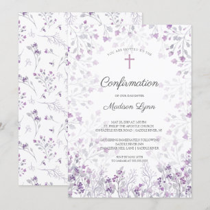 Invitation Confirmation des fleurs violettes de couleur d'eau