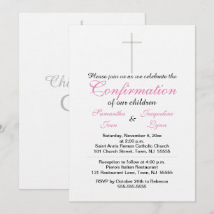 Invitation Confirmation des jumeaux roses