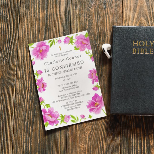 Invitation Confirmation des pivoines roses (Créateur téléchargé)