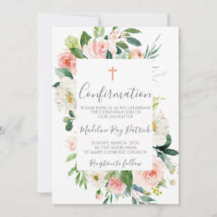 Invitation Confirmation du cadre floral rose