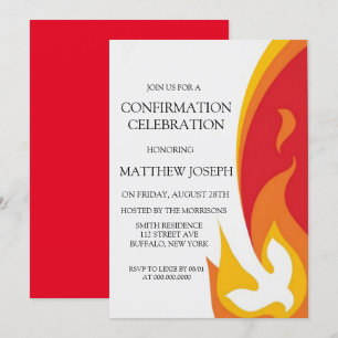Invitation Confirmation du feu de colombe rouge jaune tendanc