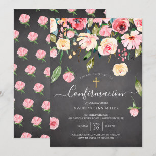 Invitation Confirmation en espagnol Rose des pignons rose Cha