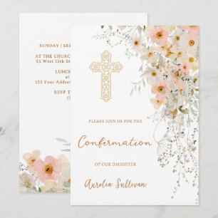 Invitation Confirmation fleur sauvage et verte