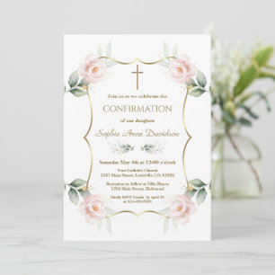 Invitation Confirmation Fleurie Rose Élégante et Aérée