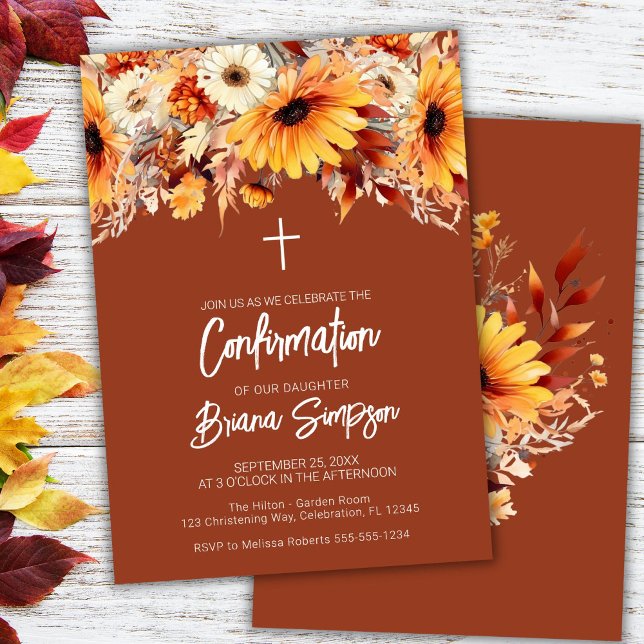 Invitation Confirmation florale de la chute de terre cuite (Créateur téléchargé)