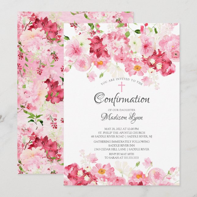 Invitation Confirmation florale des fleurs de printemps (Devant / Derrière)