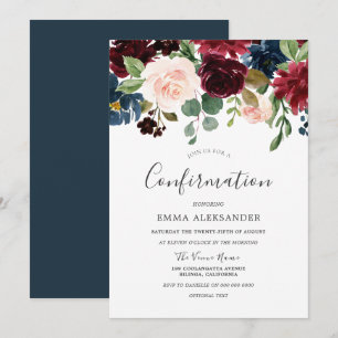 Invitation Confirmation florale du vin rouge de Bourgogne
