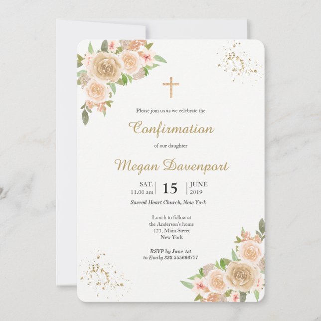 Invitation Confirmation florale floue (Devant)