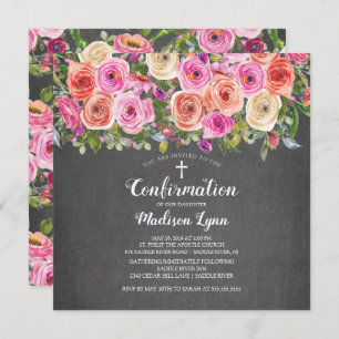 Invitation Confirmation florale rose Chalkboard moderne