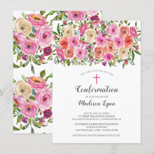 Invitation Confirmation florale rose moderne