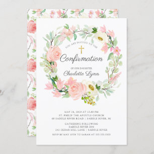 Invitation Confirmation florale rose rose chic et élégant