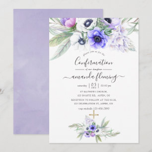 Invitation Confirmation Florale Violet Pastel