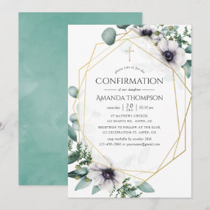 Invitation Confirmation géométrique de l'anémone Eucalyptus