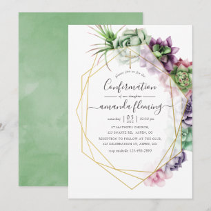 Invitation Confirmation géométrique de l'aquarelle Succulente