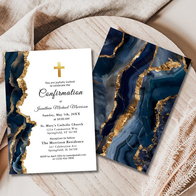 Invitation Confirmation Gold de l'Agate bleu (Créateur téléchargé)