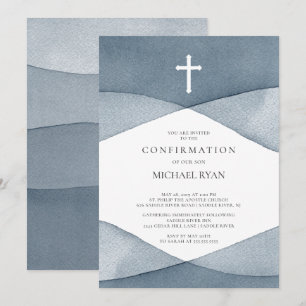 Invitation Confirmation grise de garçons d'aquarelle