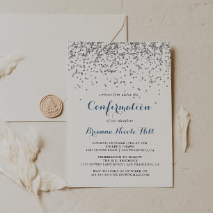 Invitation Confirmation minimaliste Confetti Argent