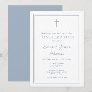 Invitation Confirmation moderne de la frontière bleu foncé