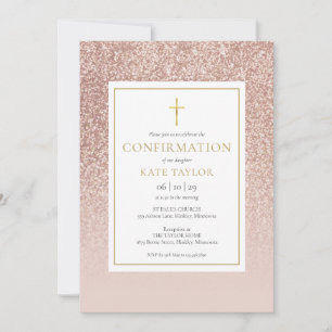 Invitation Confirmation Pailletée Or Rose