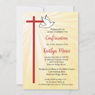 Invitation Confirmation pour la Fille Colombe d'Or Rayons