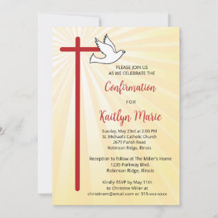 Invitation Confirmation pour les raies d'or de la colombe fém