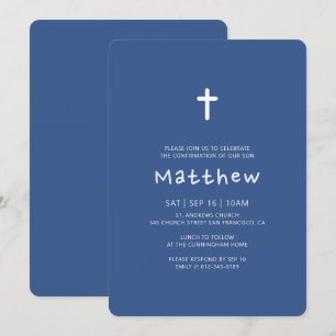 Invitation Confirmation Pour Lui  Croix classique moderne ble