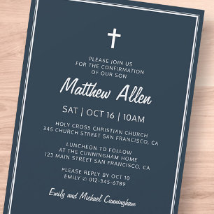 Invitation Confirmation Pour Lui Moderne Simple Frame Cross