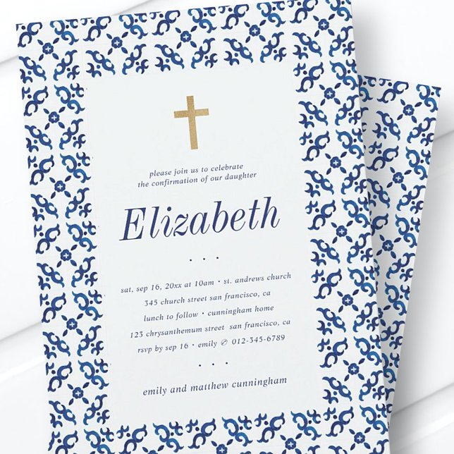 Invitation Confirmation Pour Ses Carreaux Bleus Méditerranéen (Créateur téléchargé)