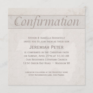 Invitation Confirmation Saint-Esprit Dove Avec Cross Taupe