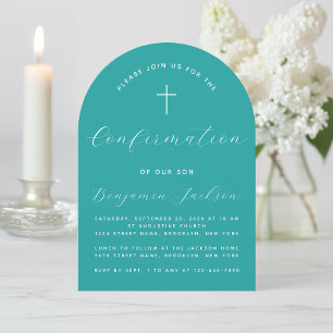 Invitation Confirmation Turquoise Arc Simple Moderne Script C
