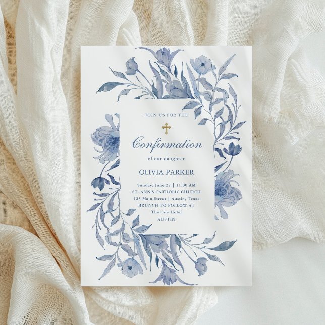 Invitation Confirmations | Chinoiserie florale bleue et blanc (Créateur téléchargé)