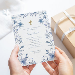 Invitation Confirmations   Chinoiserie florale bleue et blanc
