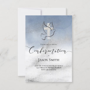 Invitation Confirmations   design en marbre bleu gris