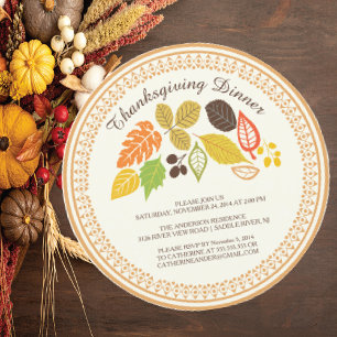 Invitation Congé d'automne Automne Thanksgiving Dîner Invitat