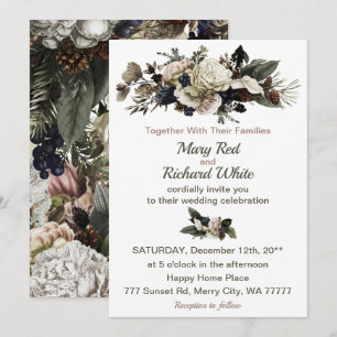 Invitation Conifer d'hiver Floral Calla Lily Peony Mariage