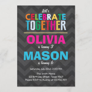 Invitation conjointe à la fête d'anniversaire jume