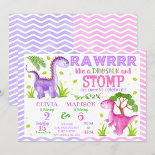 Invitation conjointe d'anniversaire de Dinosaur po