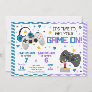Invitation conjointe d'anniversaire de jeu vidéo  