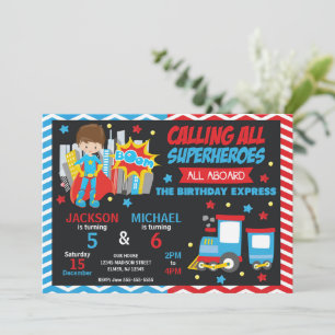 Invitation conjointe d'anniversaire Super-héros & 