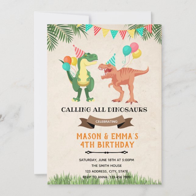 Invitation conjointe de carte d'anniversaire de di (Devant)