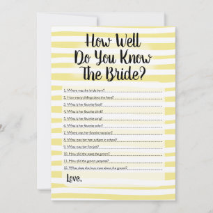 Invitation Connaissez-Vous Bien La Mariée Blanc Jaune Bande