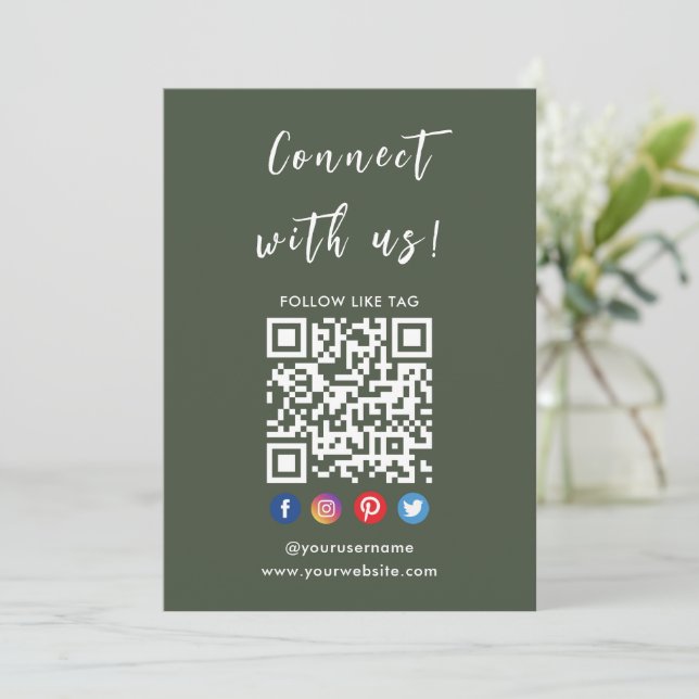 Invitation Connectez-Vous Avec Us Qr Code Social Media Dark G (Debout devant)