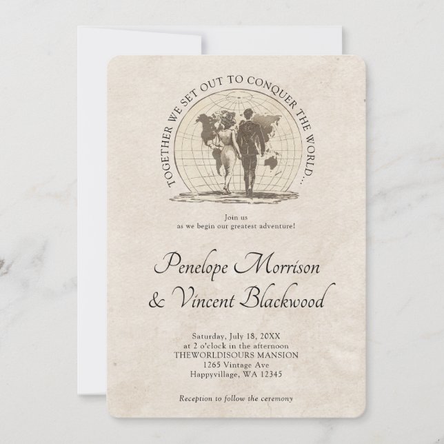 Invitation Conquérir le monde Ensemble Mariage (Devant)