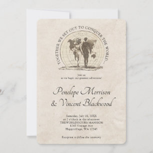 Invitation Conquérir le monde Ensemble Mariage